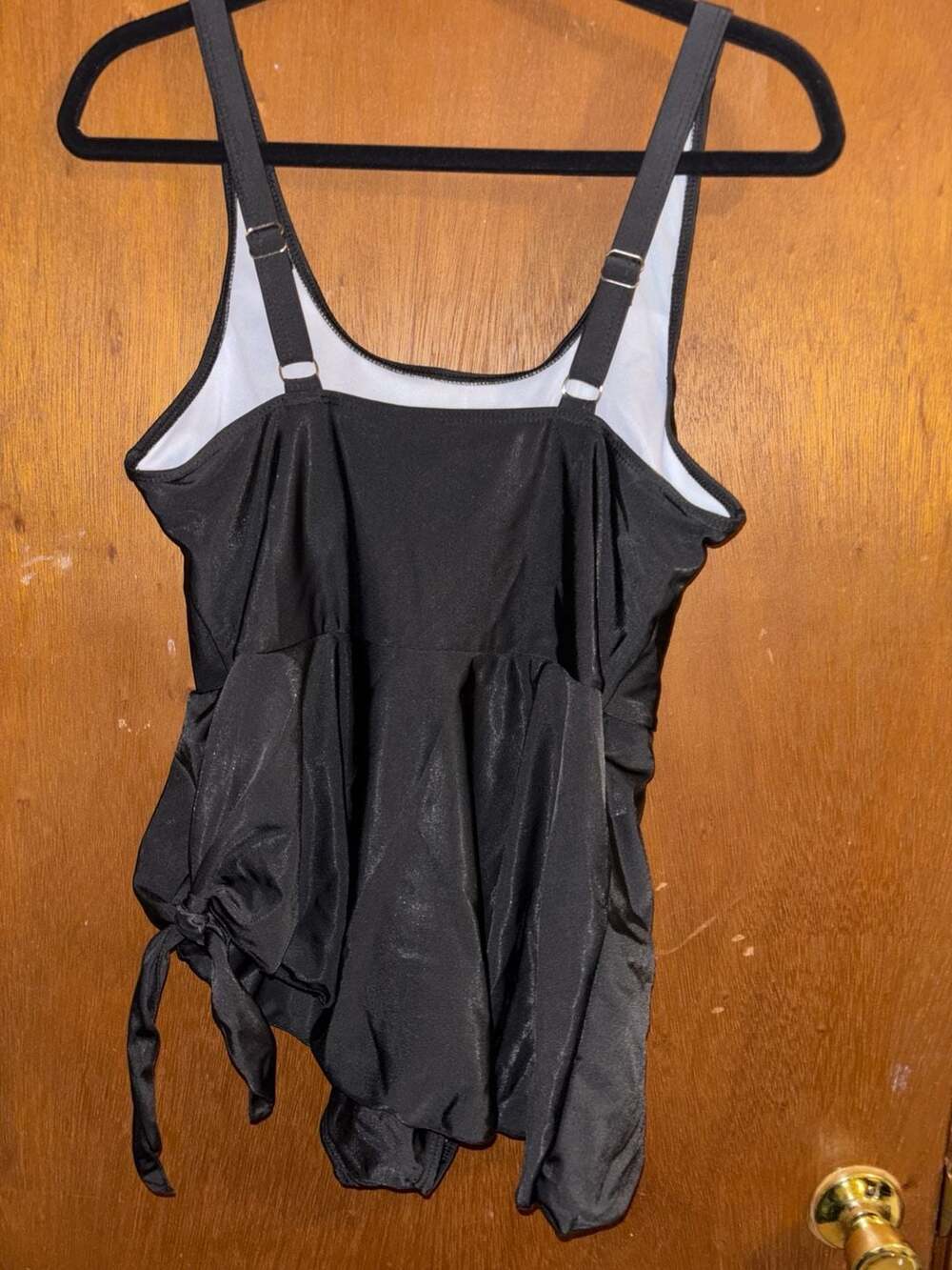 Black Peplum Tie-Side Swim Tank Top size XL NEW